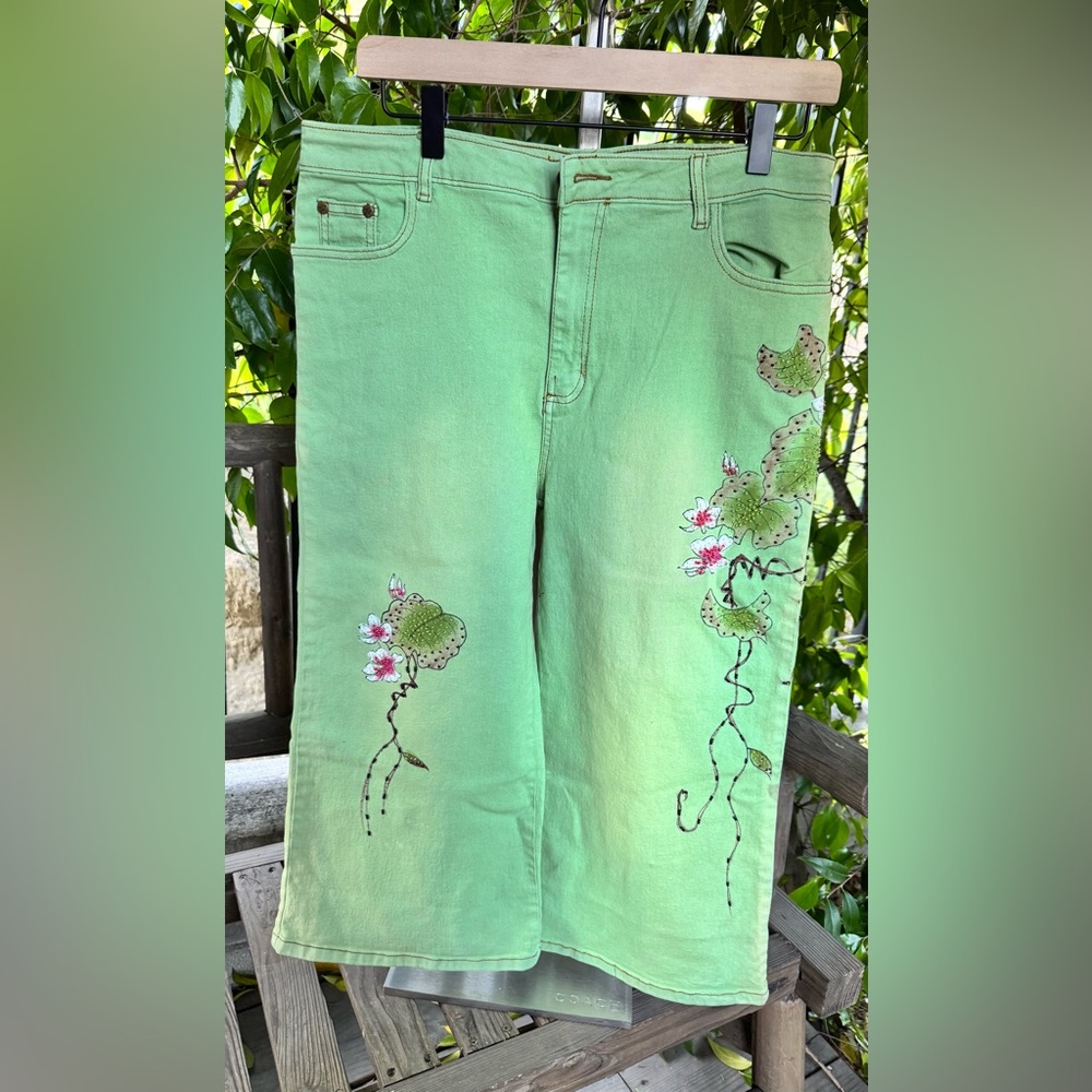 Mint Green Artistic Beaded Jeans by H & D |Floral Embroidery & Unique Stitchwork
